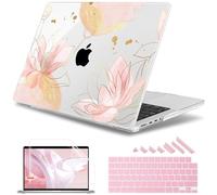 May Chen Case for MacBook Pro 16 inch M4 Pro A3403, M4 Max A3186, M3 A2991 M2 A2780 M1 A2485 Pro Max 2024-2021 Release, Plastic Hard Shell Case with Keyboard Cover, Luxury Lotus Flowers