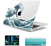 May Chen Compatible with M4 MacBook Air 15 inch Case 2025 2024 2023 A3241 A3114 M3 A2941 M2 with Liquid Retina Display & Touch ID, Plastic Hard Shell with Keyboard Cover - Great Wave