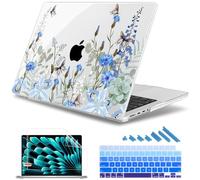 May Chen for 2026 MacBook Pro 14-inch M5 M4 M3 M2 M1 Pro/Max Chip, Release 2026 2025-2021, Model A3427 A3426 A3434 A3112 A3401 A3185, Plastic Hard Shell with Keyboard Cover, Blue Flowers
