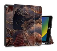May Chen for iPad 10.2 inch 2021/2020 iPad 9th/8th Generation & 2019 iPad 7th Generation with Pencel Holder, Trifold Stand Protective Case with Soft TPU Back, Auto Sleep/Wake Cover, Japanese Wave