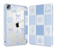 May Chen for iPad Pro 11 inch M2 4th Generation 2022, iPad Pro 11 3rd/2nd/1st Gen, Built-in Pencil Holder with Shockproof Cover Clear Transparent Back Shell Auto Wake/Sleep, Blue Checkered