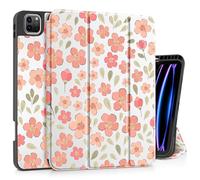 May Chen for iPad Pro M2 12.9 Case 6th/5th/4th/3rd Generation 2022 2021 2020 2018 Trifold Stand + Pencil Holder + Auto Wake/Sleep + Soft TPU Protective Stand Back Cover, Pink Small Flowers