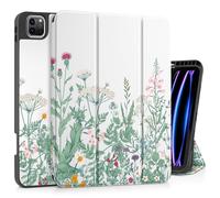 May Chen for iPad Pro M2 12.9 Case 6th/5th/4th/3rd Generation 2022 2021 2020 2018 Trifold Stand + Pencil Holder + Auto Wake/Sleep + Soft TPU Protective Stand Back Cover, Herbs Flowers