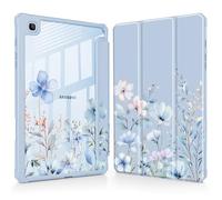 May Chen for Samsung Galaxy Tab S6 Lite Case 10.4 Inch 2024/2022/2020 - Built-in Pencil Holder with Shockproof Cover Clear Transparent Back Shell Auto Wake/Sleep, Wild Flowers