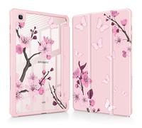May Chen for Samsung Galaxy Tab S6 Lite Case 10.4 Inch 2024/2022/2020 - Built-in Pencil Holder with Shockproof Cover Clear Transparent Back Shell Auto Wake/Sleep, Pink Cherry Blossom