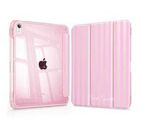 May Chen Gitter Pearl Silk for iPad (A16) 11th Generation Case 11 inch 2025, iPad 10th Gen Case 2022 10.9 inch, Sparkly Clear Back PC Protective Stand Back Cover with Pencil Holder, Pink Stripe