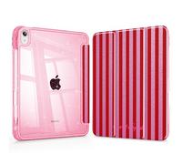 May Chen Gitter Pearl Silk for iPad Air 11 (M4 2026/M3 2025/M2 2024), iPad Air 4 & 5 10.9 Inch 5th 4th (2022/2020), Sparkly Clear Back Protective Stand Cover with Pencil Holder, Rose Stripe
