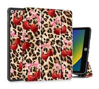 May ChenCase for iPad 10.2 Inch 2021 2020 2019 iPad 9th/8th/7th Generation with Pencil Holder, Slim Stand Protective Case with Soft TPU Back, Auto Sleep/Wake Cover, Cherry & Cheetah
