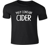 May Contain Cider Mens T-Shirt Funny Printed Alcohol Joke Black Black S