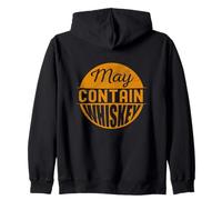 May Contain Whiskey Funny Whiskey Drinker Retro Vintage Ball Zip Hoodie