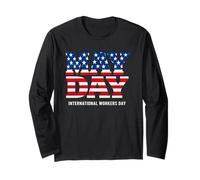 May Day International Workers Day | Patriotic American Flag Long Sleeve T-Shirt