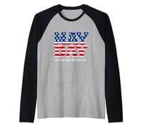 May Day International Workers Day | Patriotic American Flag Raglan Baseball Tee