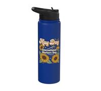 May Day Sunflower International Workers Day Men Women Stainless Steel Insulated Water Bottle