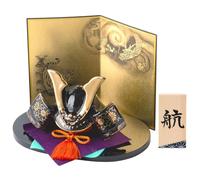 May Doll, Compact, Helmet, Helmet, Decorative, Ceramic, Gold Painted Helmet, Wooden Tag (Sold Separately), S Included, Width 8.3 x Height 6.3 inches (21 x 16 cm), Original Rug, First Festival, Made in