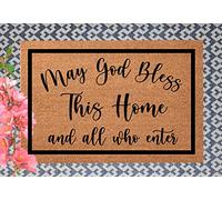 May God Bless This Home and All Who Enter,Gift for Home Host Modern Doormat Absorbent Non Slip Floor Mat,Mud Wipe Mat,Modern Doormat Funny Door Mat 24X16 Inch