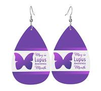 May Is Lupus Awareness Month Cute Leather Earrings Teardrop Danlge Earrings Holiday