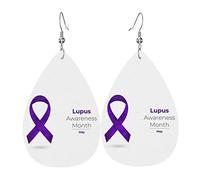 May Is Lupus Awareness Month Earrings for Women Girls Leather Lightweight Jewelry Teardrop Dangle Earrings