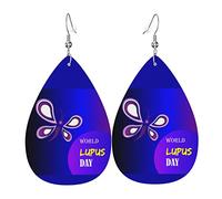 May Is Lupus Awareness Month Leather Teardrop Earrings Set Drop Earrings Soft and Lightweight Dangle for Women