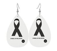 May Is Melanoma Awareness Month Earrings Faux Leather Teardrop Earring Lightweight Dangle for Women Girls
