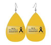 May Is Melanoma Awareness Month Faux Leather Earrings Teardrop Dangle Earrings For Women Girls