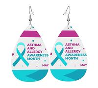 May IsAndAwareness Month Leather Earrings Dangle Hook Earrings Leather Teardrop For Women