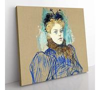 May Milton Portrait by Henri de Toulouse Lautrec Classic Painting Canvas Wall Art Print Ready to Hang, Framed Picture for Living Room Bedroom Home Office Décor, 35x35 cm (14x14 Inch)