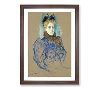May Milton Portrait by Henri De Toulouse-Lautrec Framed Print | A2 Walnut Framed Wall Art | Ready to Hang | Modern Nature Picture | Living Room Bedroom Lounge Office