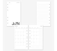 MAY PAPER CO. 2026 Personal Monthly with Notes Planner Refill, Month on Two Page Planner Insert for Personal Filofax and LV MM 6 ringed Agenda 3.75 x 6.75 (Separable Months, Monday Start)