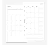 MAY PAPER CO. 2026 Personal Monthly with Notes Planner Refill, Month on Two Page Planner Insert for Personal Filofax and LV MM 6 ringed Agenda 3.75 x 6.75 (Continuous Months, Sunday Start)