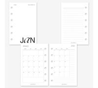 MAY PAPER CO. 2026 Pocket Monthly with Notes Planner Refill, Month on Two Page Planner Insert for Pocket Filofax and LV PM 6 ringed Agenda (Separable Months, Monday Start)