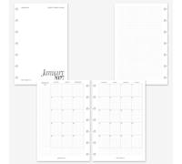 MAY PAPER CO. 2027 Mini HP Grid Monthly Planner Refill, Month on Two Page Planner Insert for Mini Happy Planner 7 Disc Agenda 4.6 x 7 (Separable Months, Monday Start)