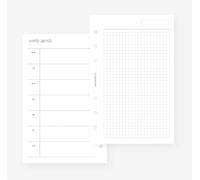 May Paper Co. Franklin Covey Compact Undated Weekly with Grid Week on Two Pages Planner Insert for Filofax Personal, LV MM agenda refill 6 hole 4.75 x 6.75, White