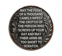 May The Fleas Of A Thousand Camels Infest Round Vintage Metal Tin Sign Retro Wall Decor Poster, Ideal for Home Office Living Room Bar Man Cave, 8x8 Inch