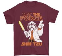 May The Force Be Shih Tzu Funny Dog Mens T-Shirt 100% Cotton Maroon 3XL