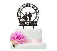 May The Force Be With US Wedding Cake Topper, Gun Couple Theme Wedding Cake Topper, Funny Mr And Mrs Cake Decorations