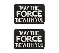 May The Force Be with You,2 Pieces Movie Morale Funny Meme Patch, Embroidered Hook and Loop Biker Patches for Clothes Backpacks, Vests, Gym Bags, Lunch Bags,Hats, Coats,Dog Harnesses