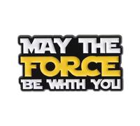 May The Force Be With You Enamel Pin Badge Sci Fi Quote Text Design 3cm x 1.6cm Black Yellow White Metal Lapel Pin For Jackets Bags Hats Gifts