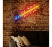 May the force be with you Neon Light LED Lightsaber Neon Gaming Sign with Dimmable Switch and Hanging Chain for Home Room Bedroom Club Hotel Wall Decor Gifts for Kids Men Fans Lovers,USB Power