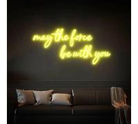 May The Force Be with You Neon Sign - Star LED Wall Decor - Gaming Custom Neon Light - Game Room Signage - Birthday Gift for Him