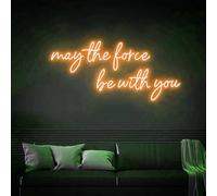 May The Force Be with You Neon Sign - Star LED Wall Decor - Gaming Custom Neon Light - Game Room Signage - Birthday Gift for Him
