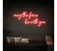 May The Force Be with You Neon Sign - Star LED Wall Decor - Gaming Custom Neon Light - Game Room Signage - Birthday Gift for Him