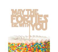 May The Forties Be With You Cake Topper - Glitter Rose Gold 40th Birthday Cake Decorations, 40th Wedding Anniversary Cake Pick (Rose Gold)