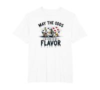 May The Odds Be Ever in My Flavor Dice Food Pun T-Shirt, Men's Big and Tall, White, 4X Tall
