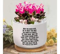 May The Road Rise Up to Meet You, Irish Blessing Ceramic Planters Inspirational Plant Live Indoor Pot with Drainage Holes And Saucers Orchid Pot for Garden Home Decoration