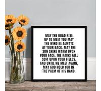 May The Road Rise Up to Meet You, Irish Blessing Framed Wood Signs Home Decor Inspirational Quote Rustic Artwork Framed Wall Poster Decoration for Living Room, Bedroom, Kitchen 7"x7"