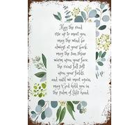 May The Road Rise Up to Meet You Irish Blessing Print Irish Prayer IrelAnd Gift Christian Gift Wedding Gift Green Art Watercolor Funny Vintage Metal Tin Sign For Home Bathroom Coffee 8x12 Inch