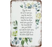 May The Road Rise Up to Meet You Irish Blessing Print Irish Prayer IrelAnd Gift Christian Gift Wedding Gift Green Wall Art Watercolor Funny Vintage Metal Tin Sign For Home Bathroom Coffee 8x5.5 Inch