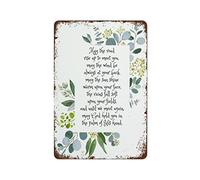 May The Road Rise Up to Meet You Irish Blessing Print Irish Prayer IrelAnd Gift Christian Gift Wedding Gift Green Wall Art Watercolor Funny Vintage Metal Tin Sign For Home Bathroom Coffee 8x12 Inch