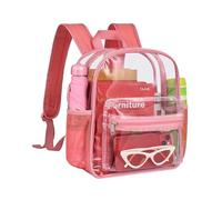MAY TREE Clear Backpack for Stadium Events, 12x11x4.5 Inch Small Clear Backpack for Concert Festival Sports Outdoor, Pink, Classic