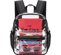 MAY TREE Clear Backpack for Stadium Events, 12x11x4.5 Inch Small Clear Backpack for Concert Festival Sports Outdoor, Black, Clear Backpacks